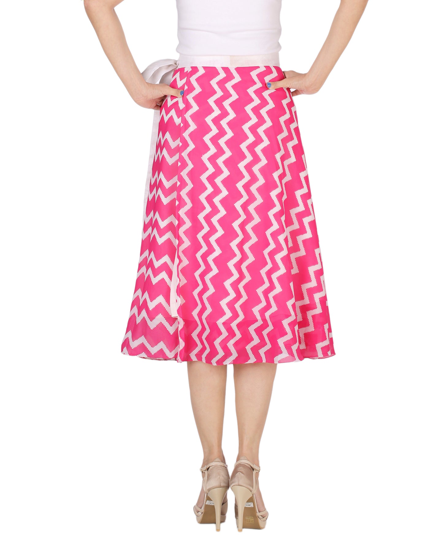 Pink Chevron Print Beach Wrap Skirt Free Size WA000170