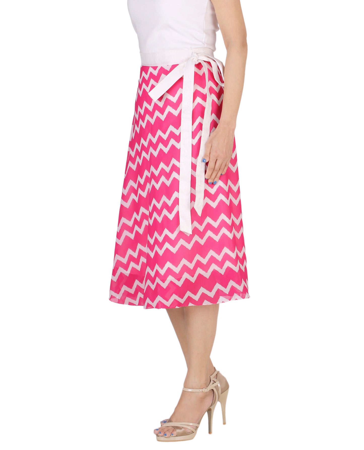 Pink Chevron Print Beach Wrap Skirt Free Size WA000170