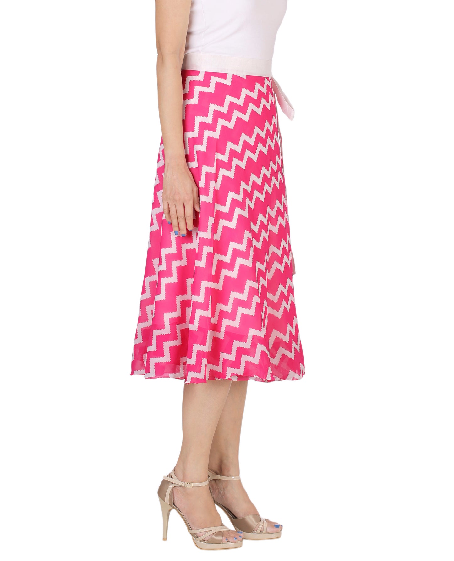 Pink Chevron Print Beach Wrap Skirt Free Size WA000170