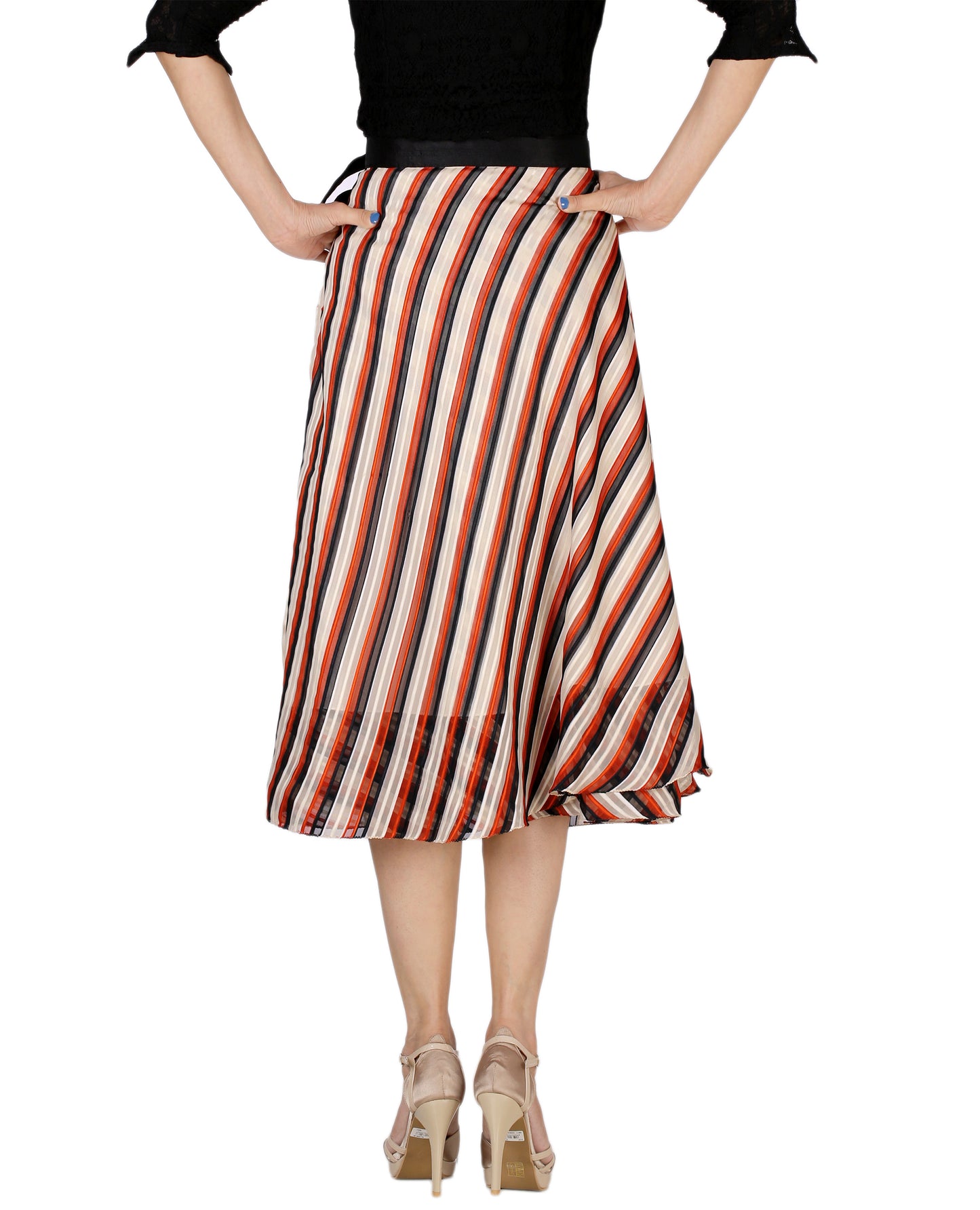 Striped Multicolor Wrap Skirt Free Size WA000171