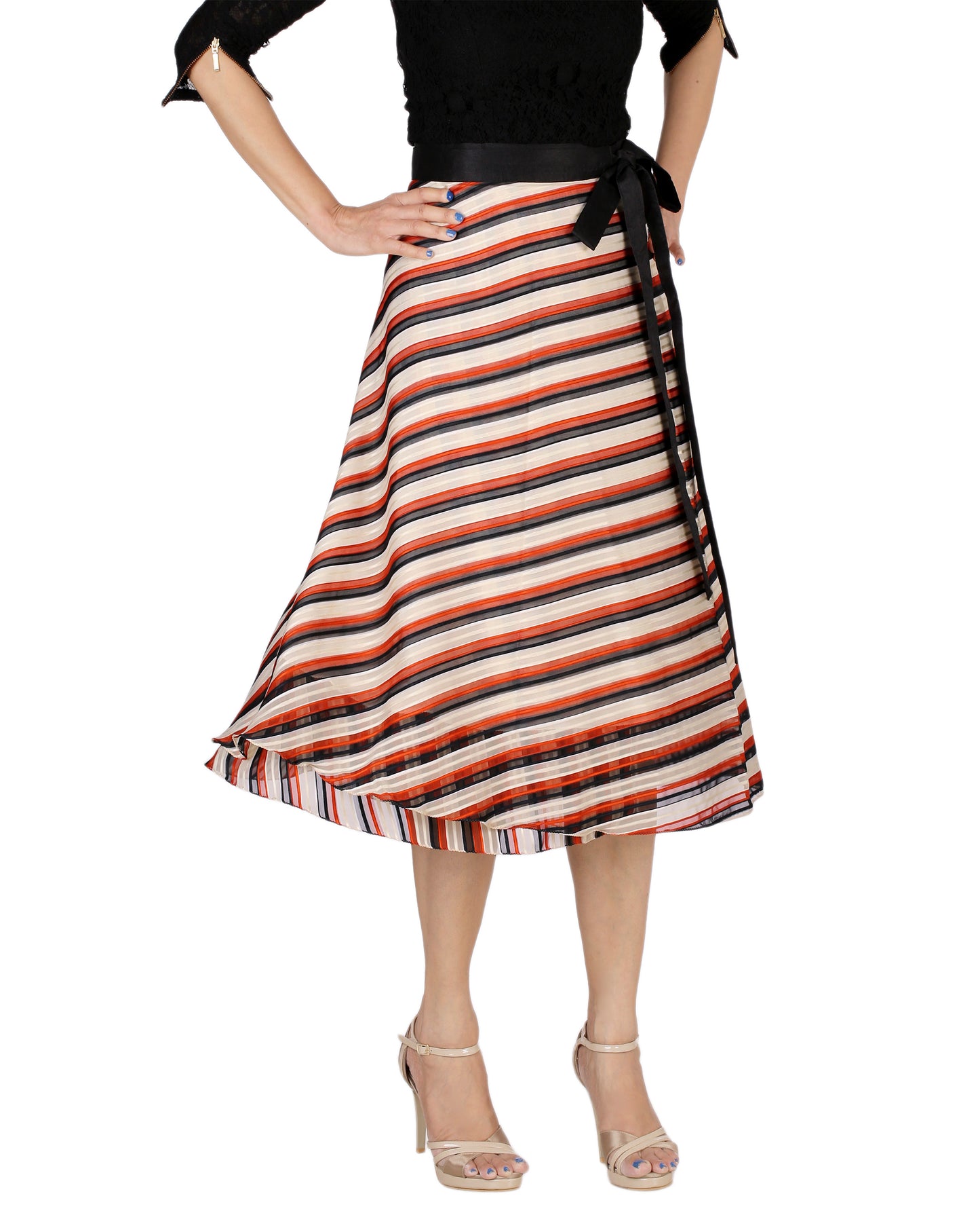 Striped Multicolor Wrap Skirt Free Size WA000171