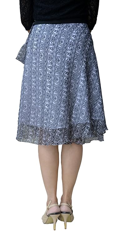 White Printed Chiffon Wrap Skirt Free Size WA000091