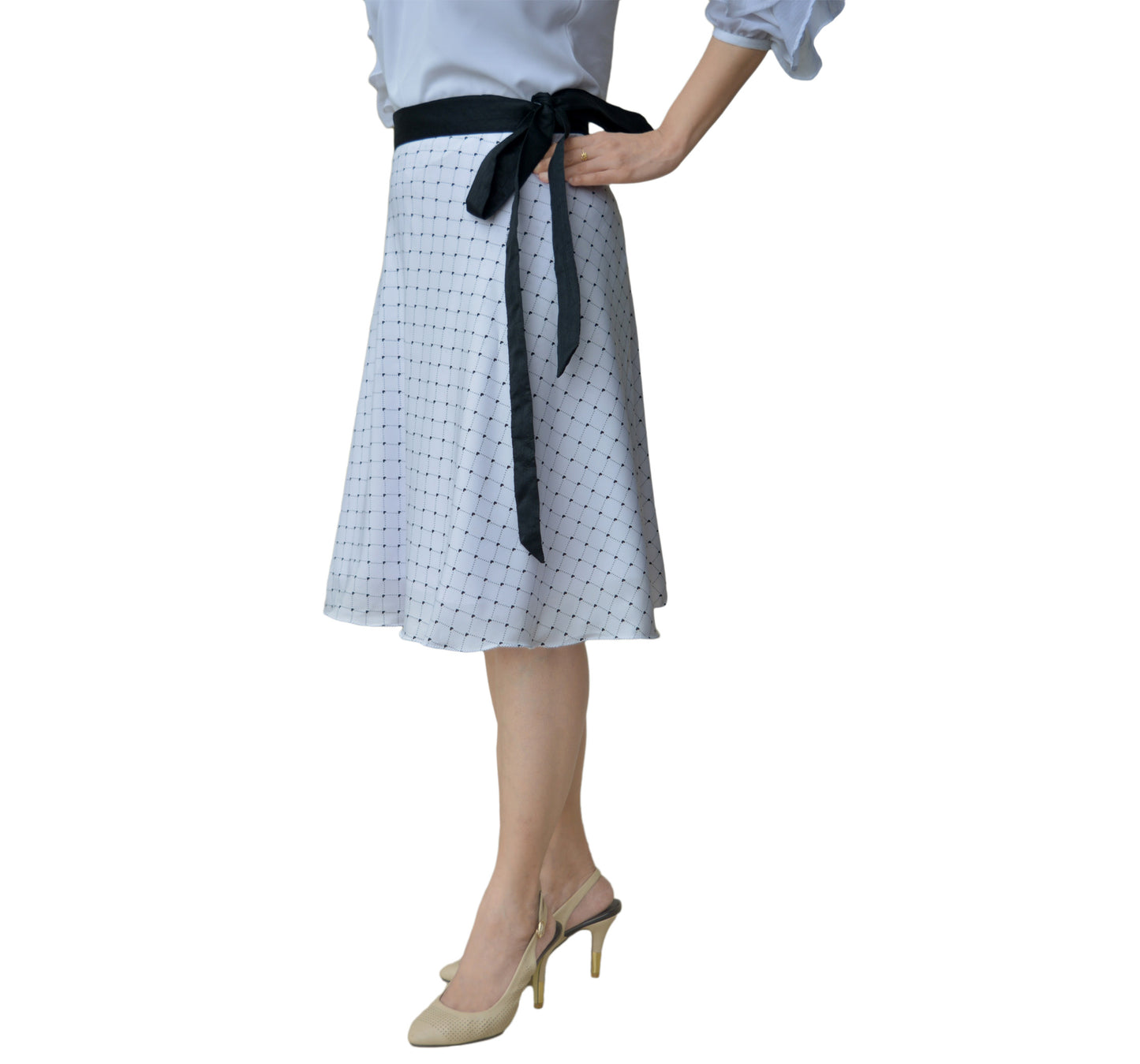 Checkered White Wrap Skirt Free Size WA00103