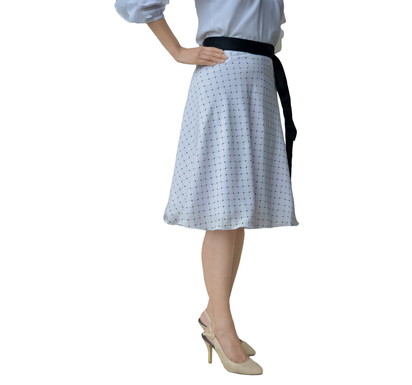Checkered White Wrap Skirt Free Size WA00103