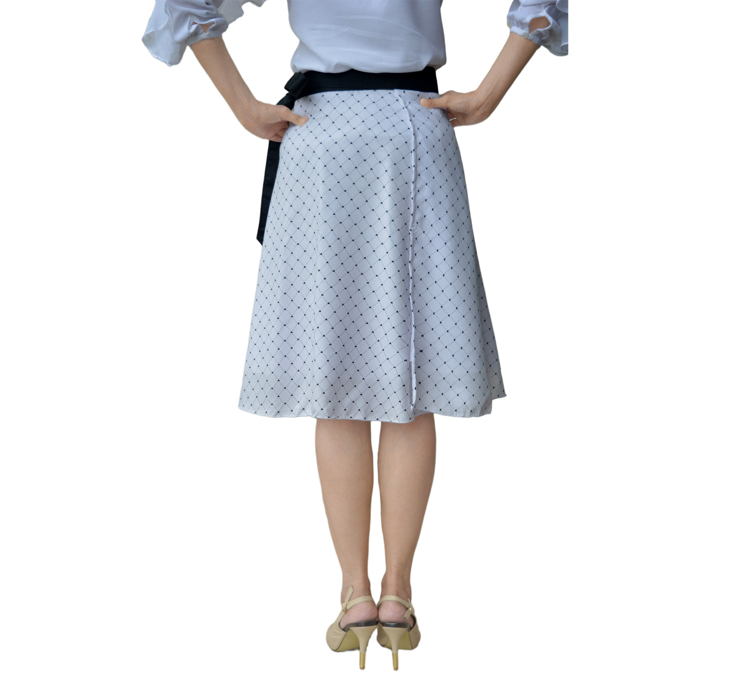 Checkered White Wrap Skirt Free Size WA00103