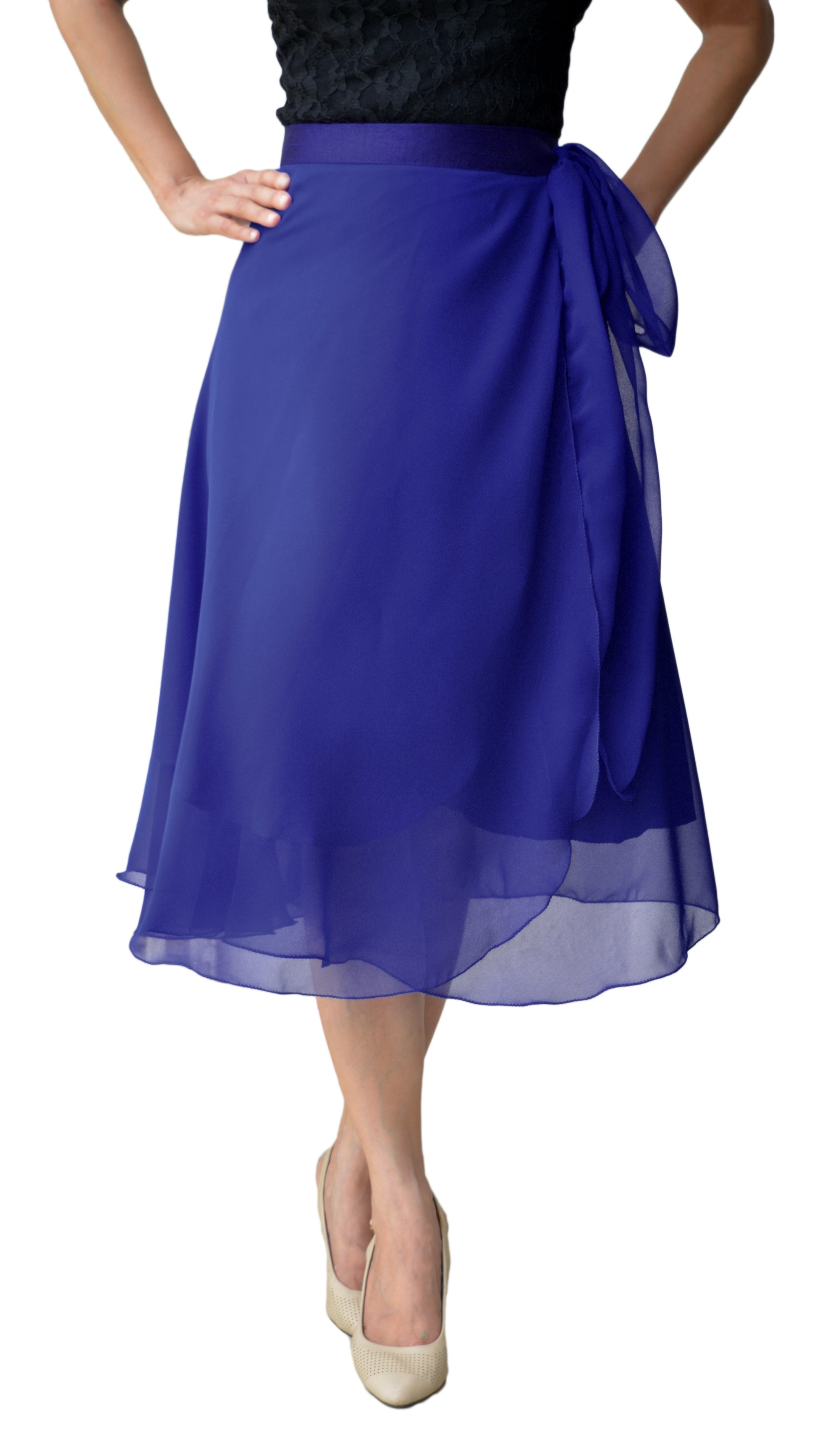 Blue Solid Georgette Wrap Skirt Free Size WA000105