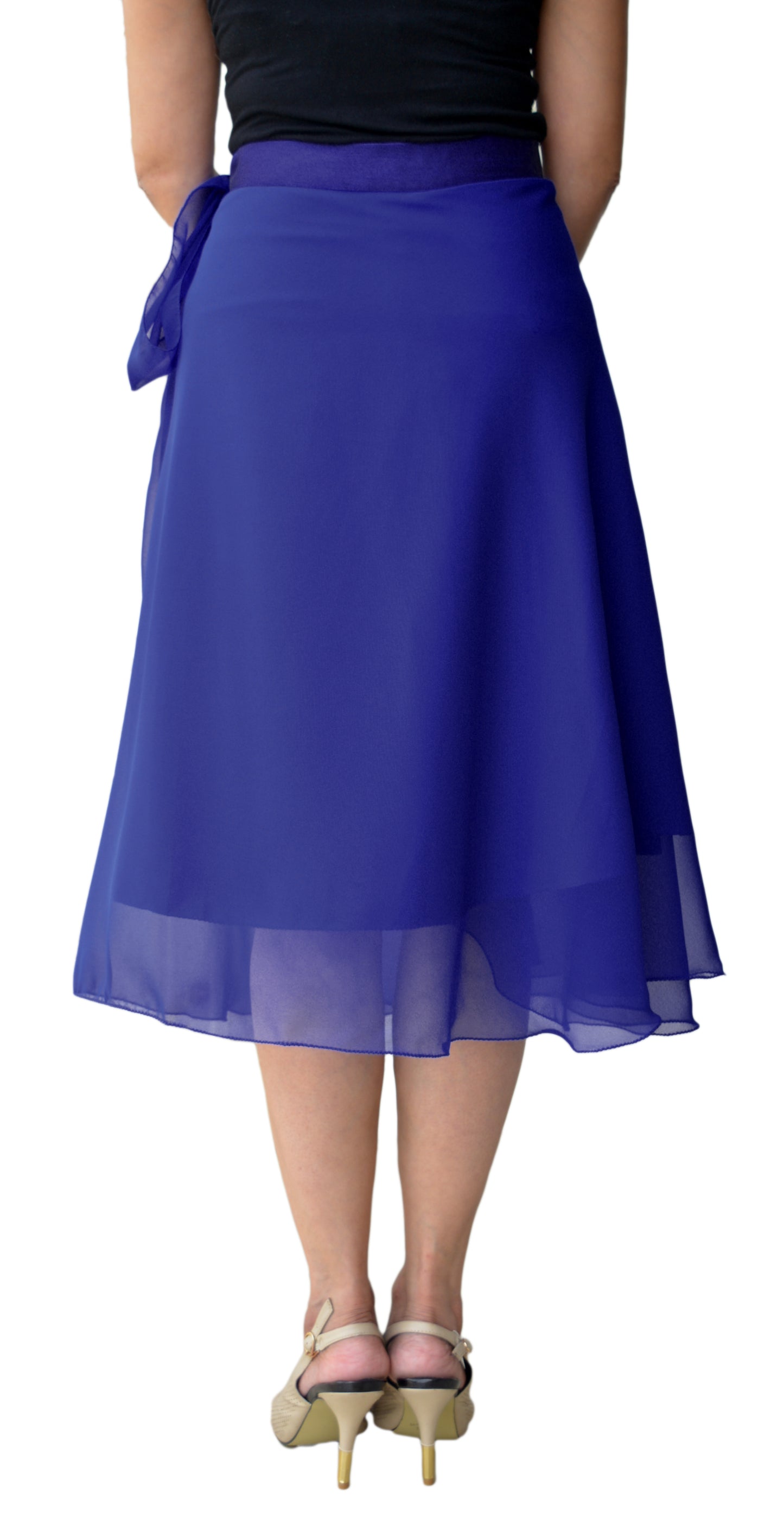 Blue Solid Georgette Wrap Skirt Free Size WA000105