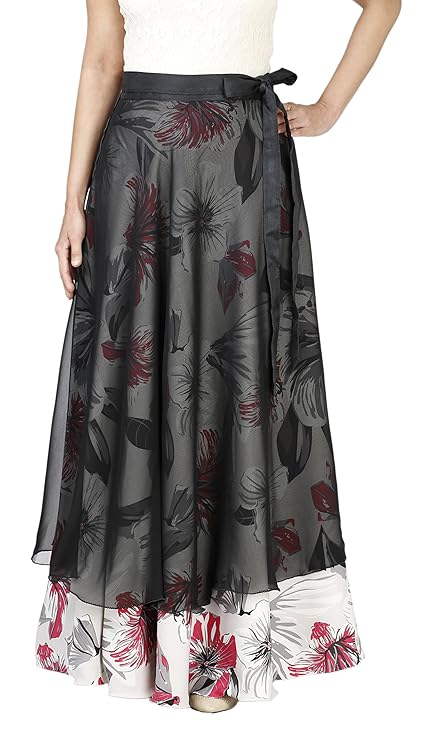 Black Layered Wrap Skirt Free Size WA000133