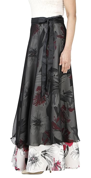 Black Layered Wrap Skirt Free Size WA000133