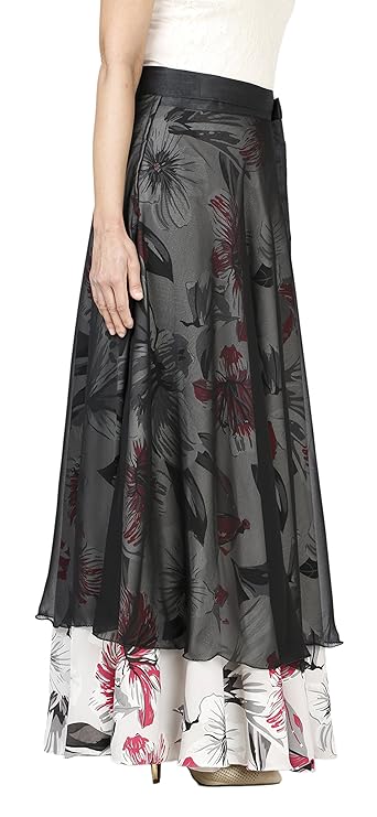 Black Layered Wrap Skirt Free Size WA000133