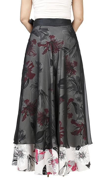 Black Layered Wrap Skirt Free Size WA000133