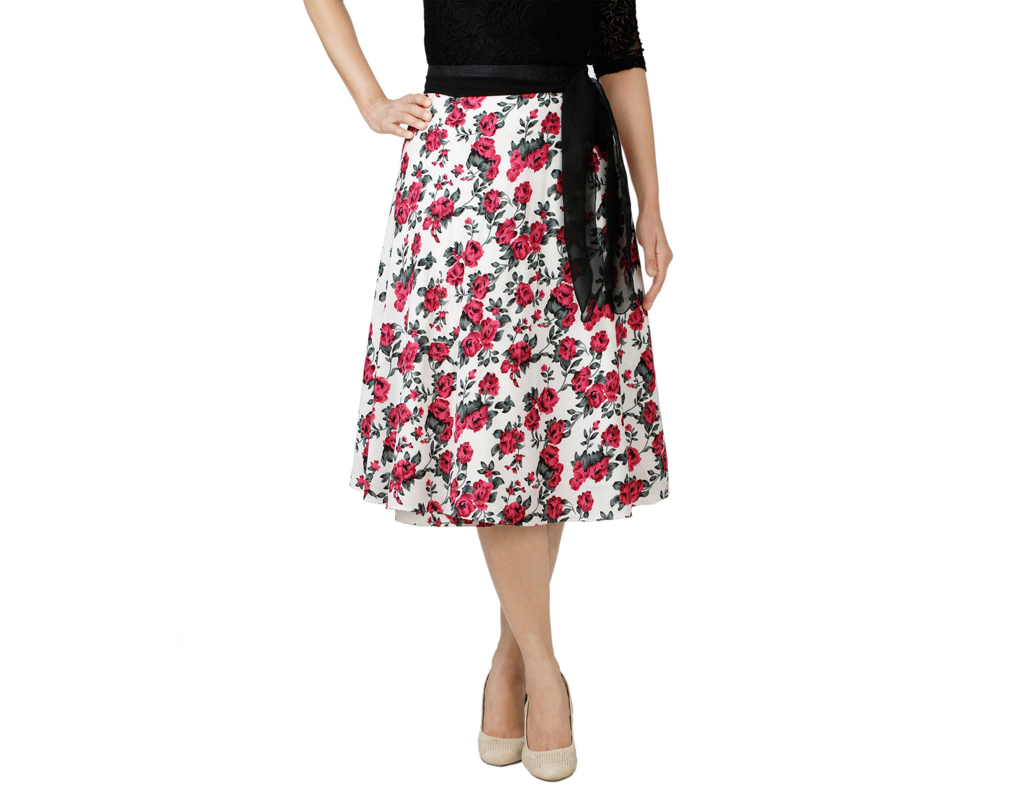 Multicolor Floral Wrap Skirt WA000134