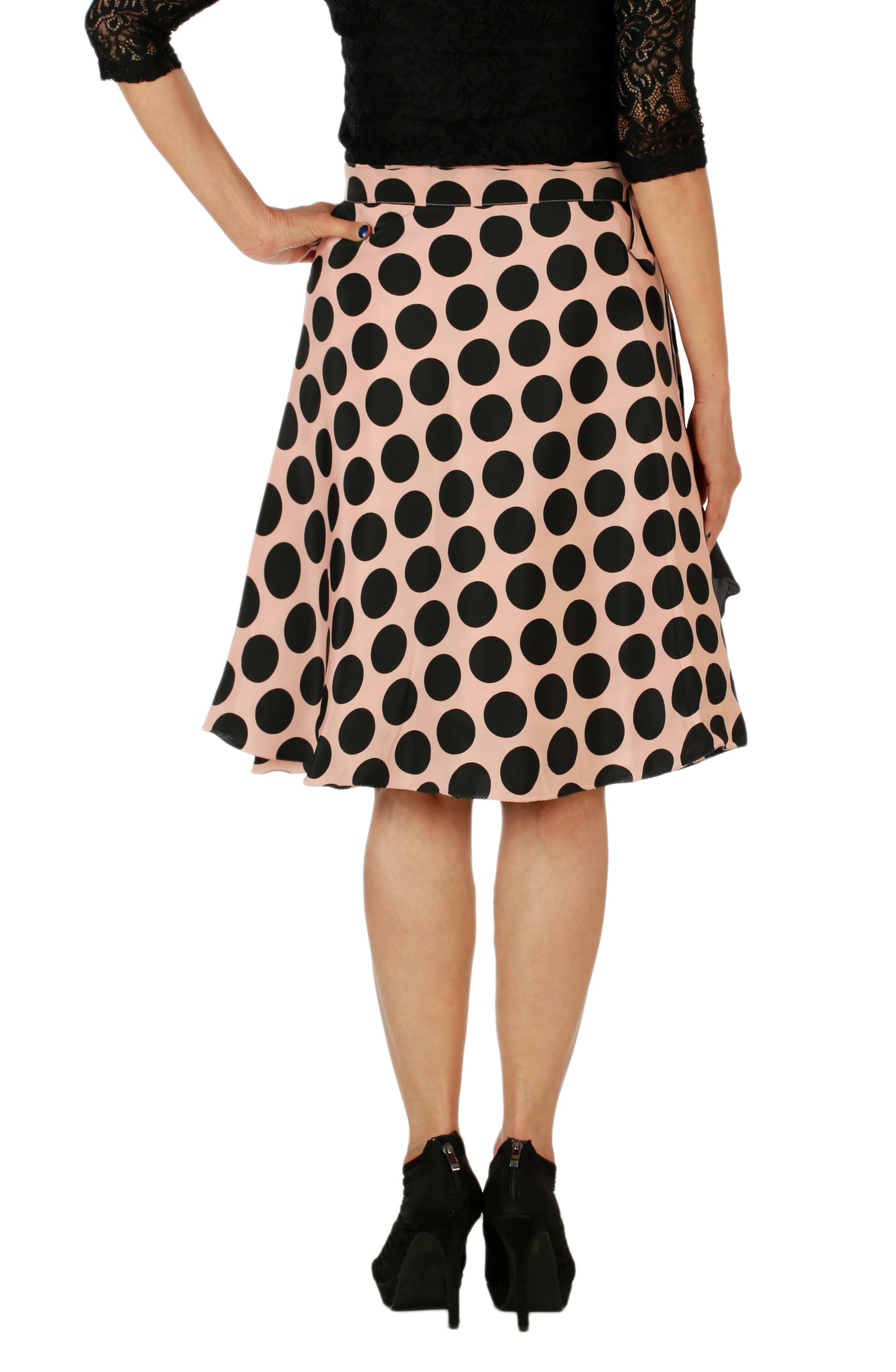 Polka Dot Peach Wrap Skirt Free Size WA000154