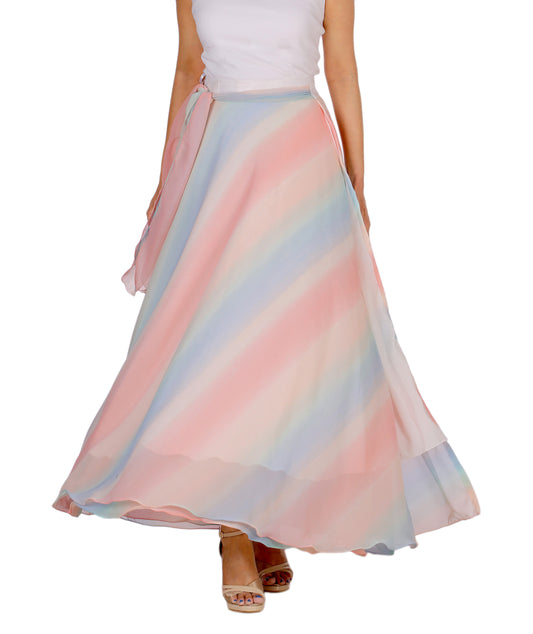 Multicolor Shaded Maxi Wrap Skirt Free Size WA000162