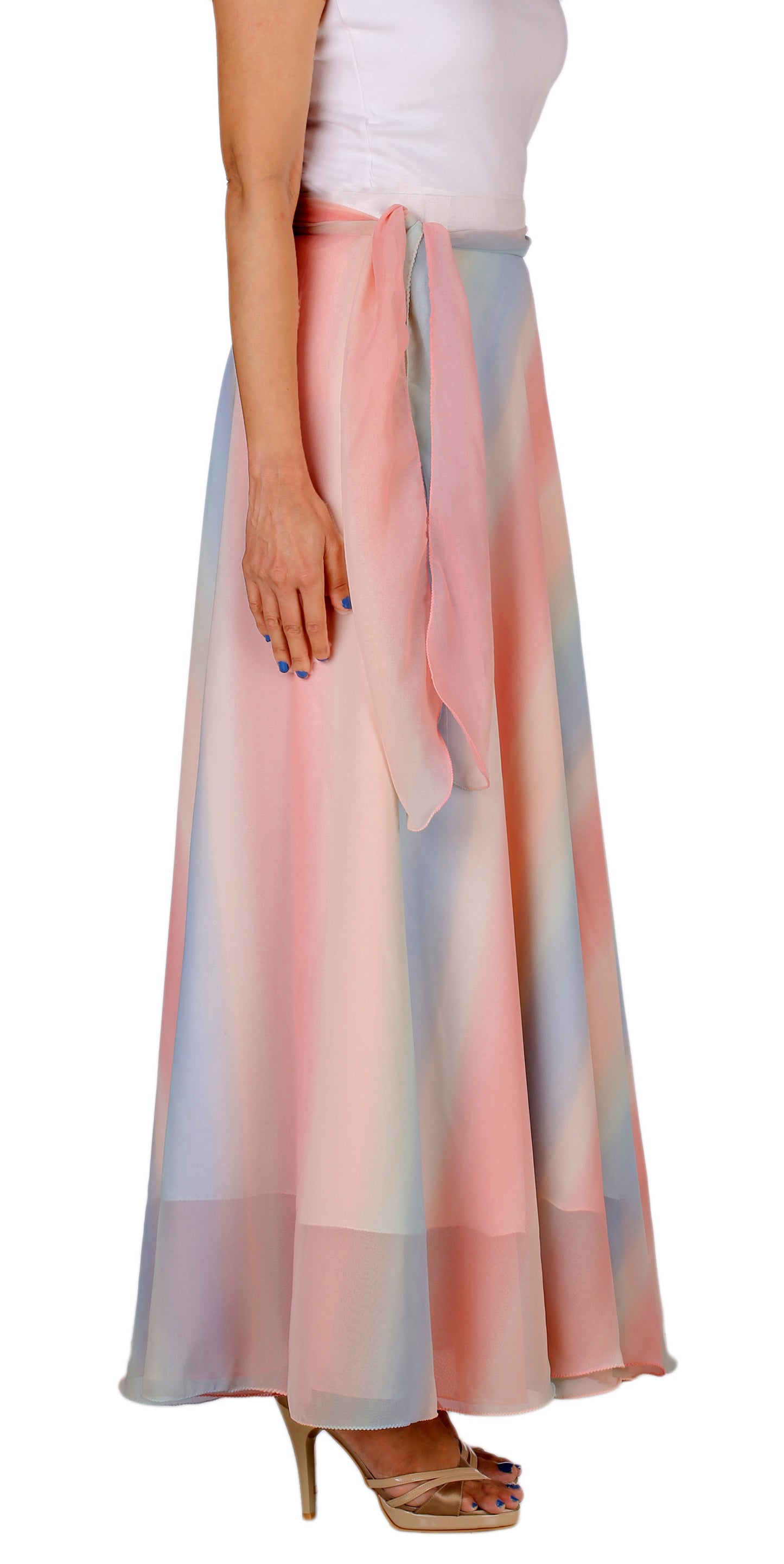 Multicolor Shaded Maxi Wrap Skirt Free Size WA000162