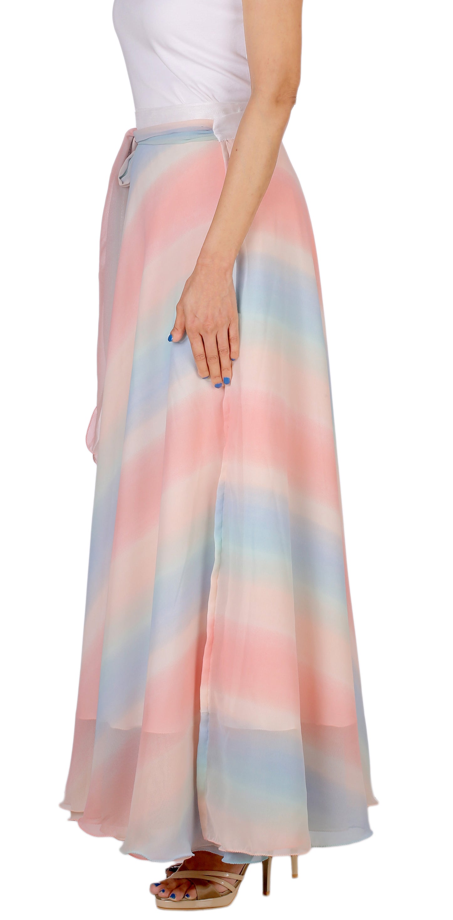 Multicolor Shaded Maxi Wrap Skirt Free Size WA000162