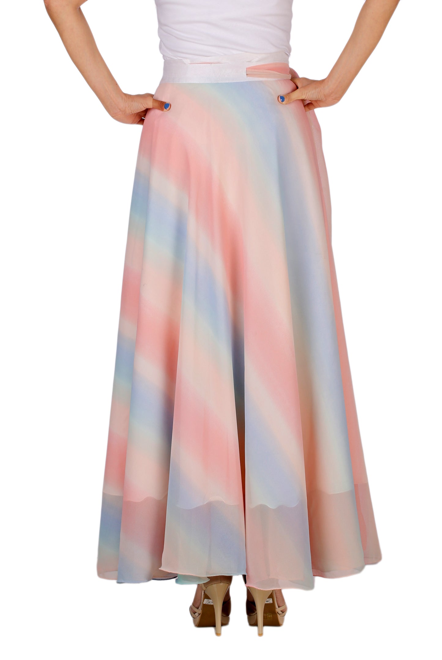 Multicolor Shaded Maxi Wrap Skirt Free Size WA000162