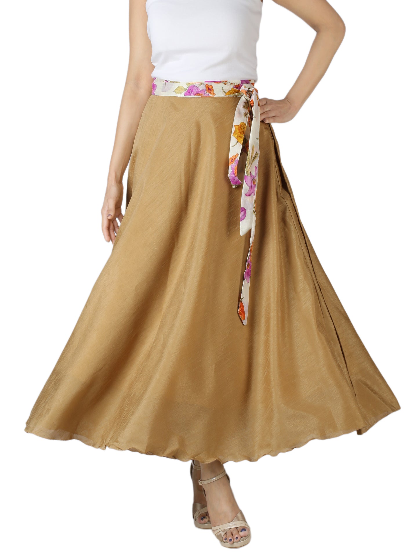 Silk Flared Midi Wrap Skirt Free Size WA000178