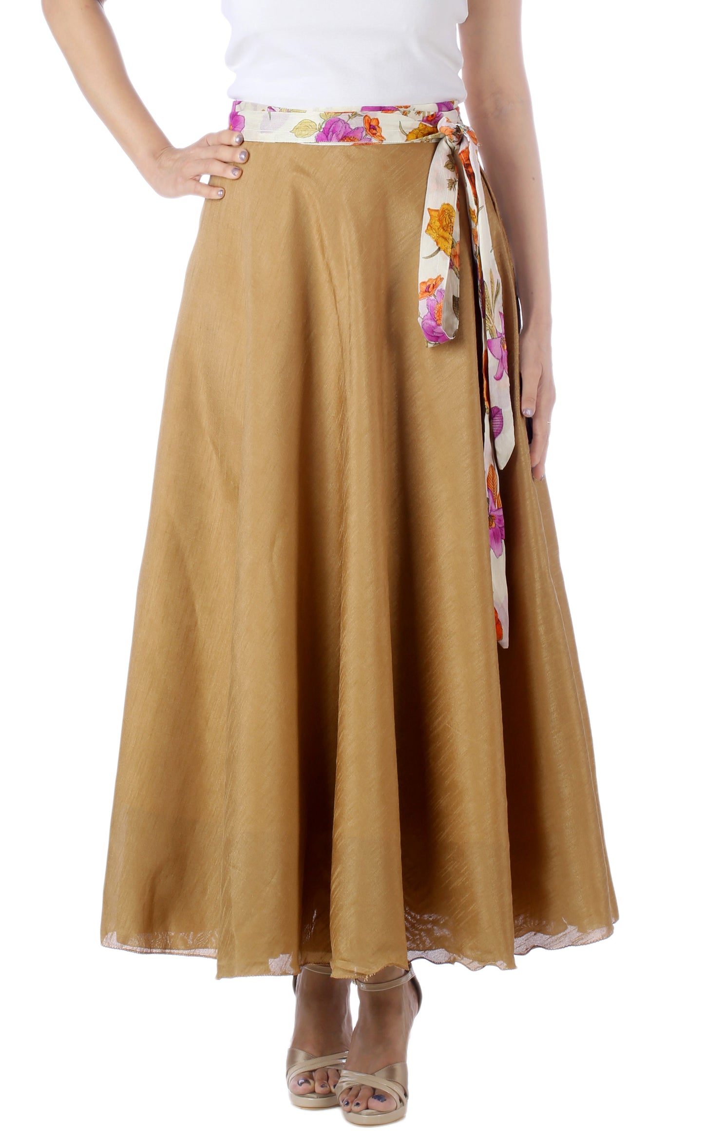 Silk Flared Midi Wrap Skirt Free Size WA000178