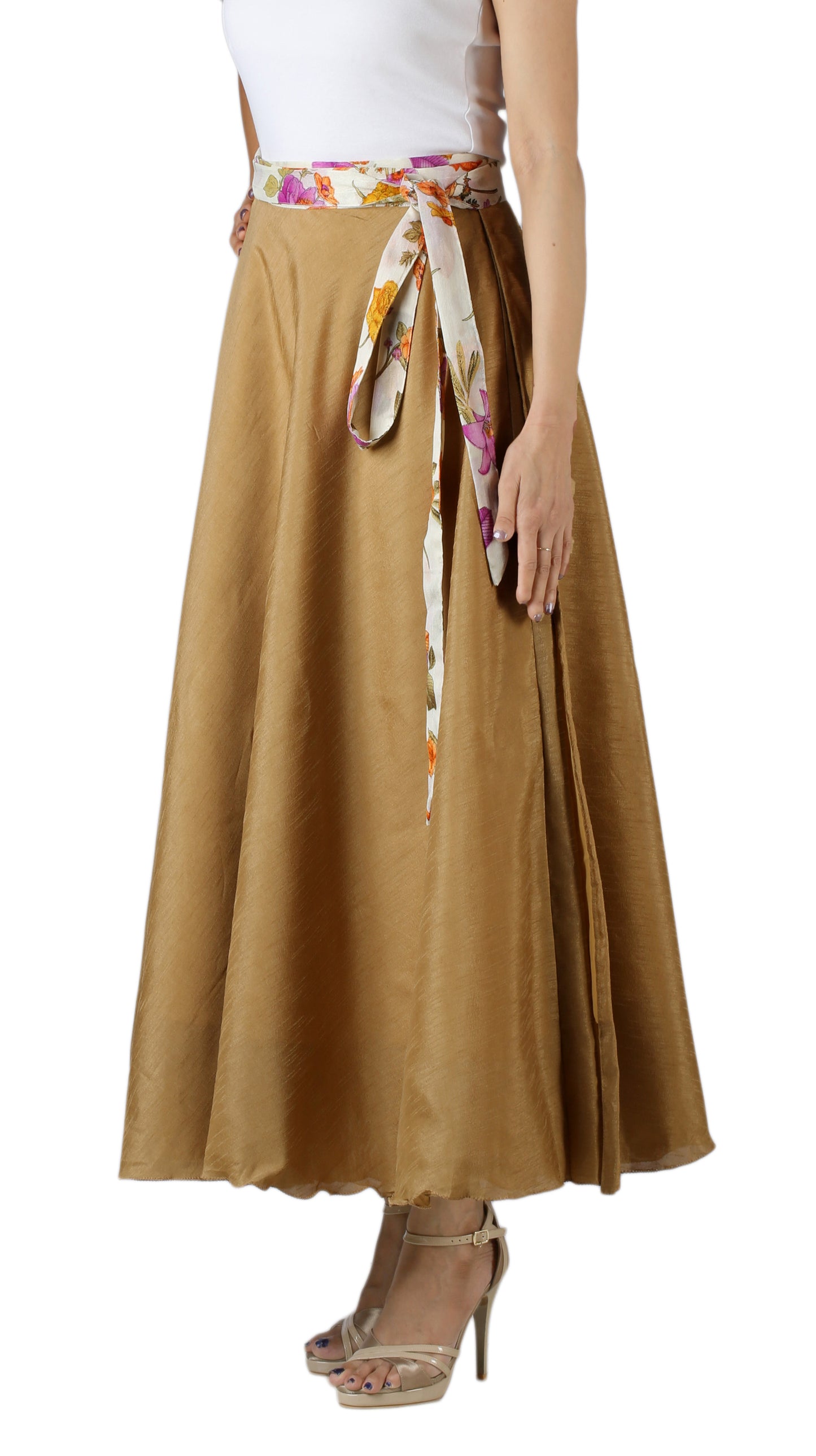 Silk Flared Midi Wrap Skirt Free Size WA000178