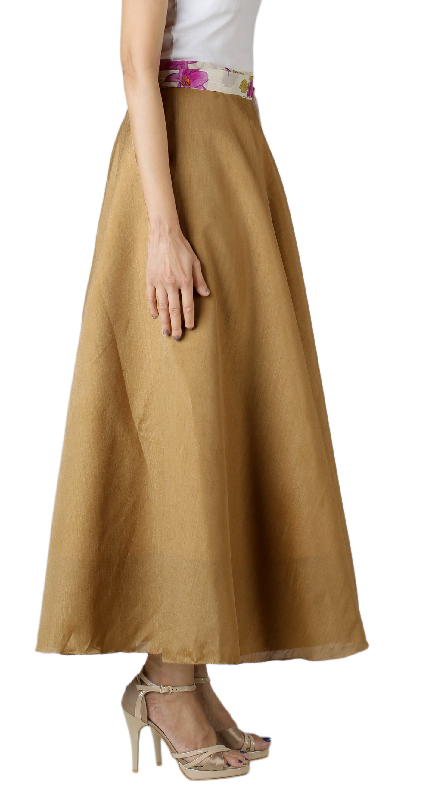 Silk Flared Midi Wrap Skirt Free Size WA000178